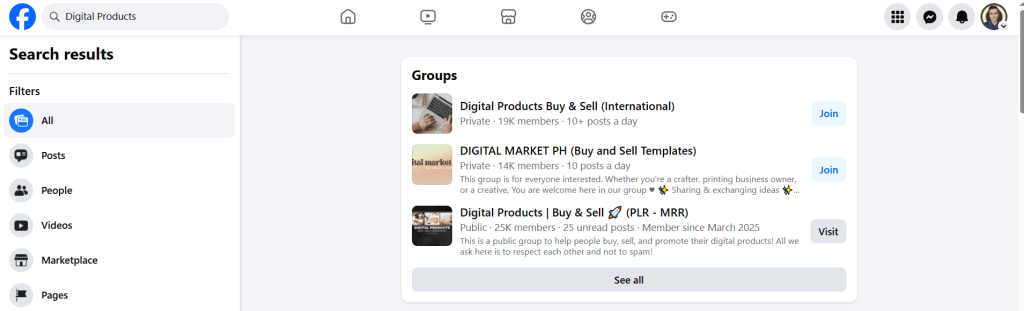 facebook group search